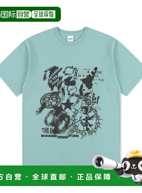 韩国直邮MAHAGRID街头潮牌24年新款美式复古校园休闲T恤MG2EMMT52