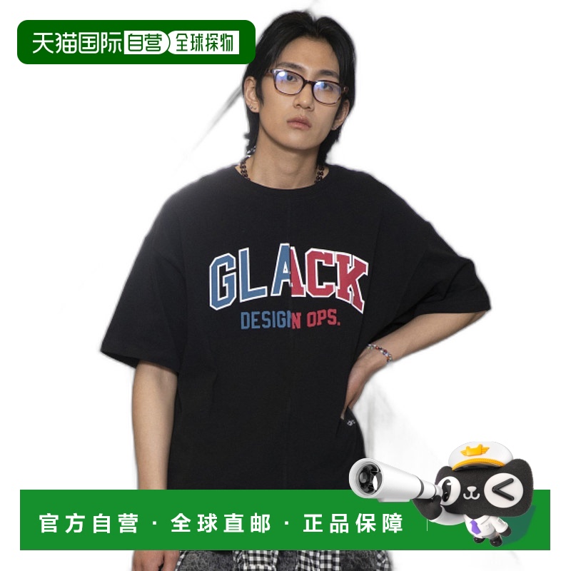 韩国直邮GLACK 男士T恤GT065BK纯棉高档 简约时尚百搭舒适 高级感