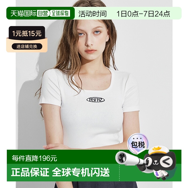 韩国直邮ROSEFRANTZ 女士 女装T恤RS21HT003IV SQUARE NECK SIMPLE