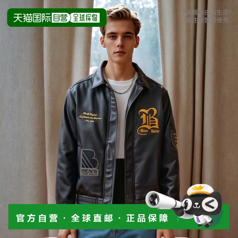 韩国直邮BEN DAVIS 男士运动皮革夹克翻领帅气机车外套23780015