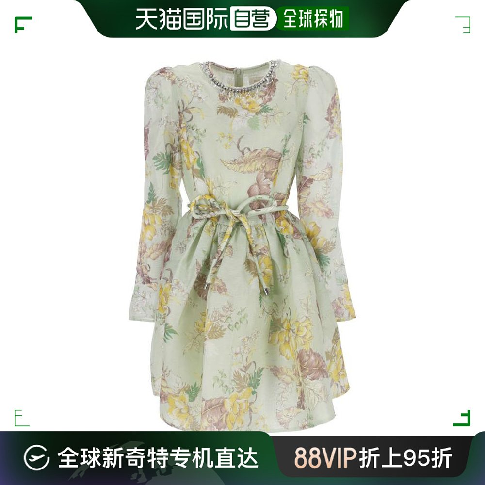 韩国直邮ZIMMERMANN24SS中长连衣裙女9103DMAT MINT TROPICAL FLO