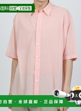 韩国直邮AURALEE 硬捻 FINX 透明纱半袖衬衫 浅粉色青年布短袖上