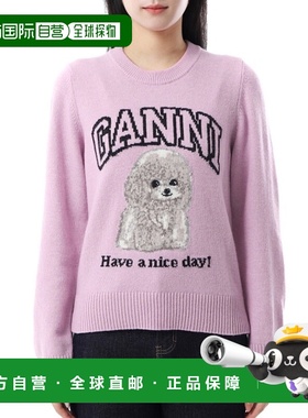 韩国直邮GANNI 粉色贵宾犬套头衫（K2499 868） 圆领针织针织衫