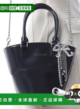 韩国直邮Self-Portrait 皮革吊饰托特包 (PF25314A-黑色) 手提袋