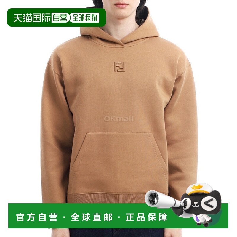 韩国直邮FENDI FF刺绣长袖连帽T恤(FY1143 ATL9 F0QU5) 兜帽/拉