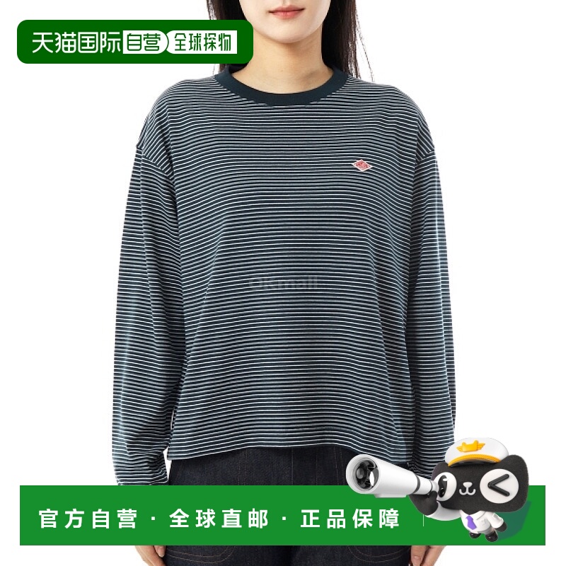 韩国直邮DANTON 长袖条纹T恤 (DTC0269-TCB 绿色