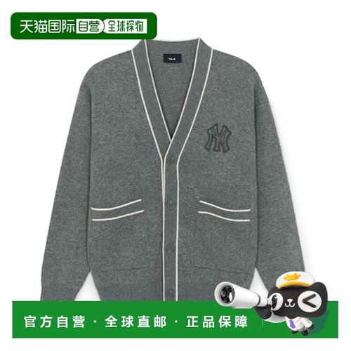 韩国直邮MLB 纽约洋基队 简约舒适百搭条纹针织衫 开衫男女同款