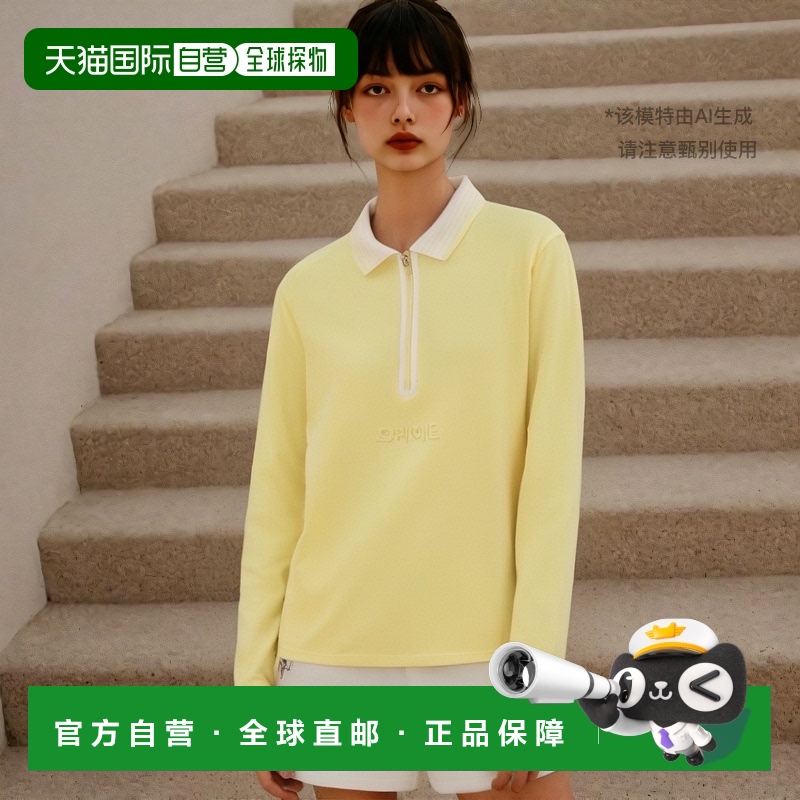 韩国直邮Gfore气质外套女款黄色休闲百搭拉链长袖流G4LS23K863