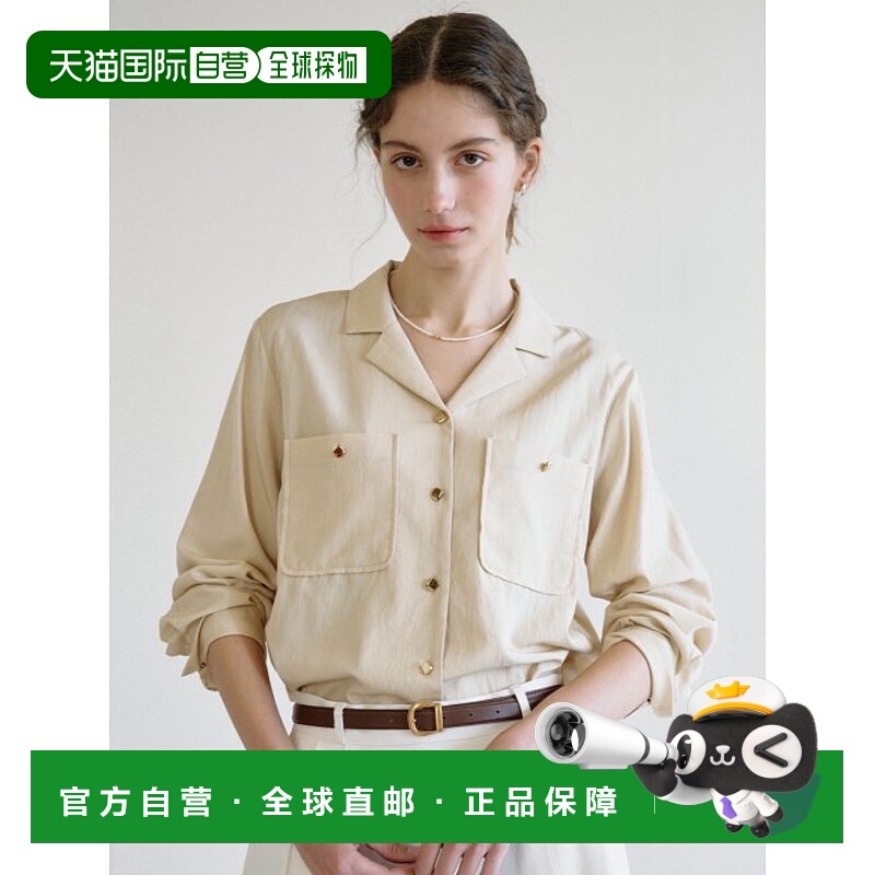 韩国直邮ANEDIT 女士Polo衫AN24ST1004BE Gold Button Open Collar