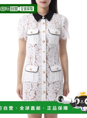 韩国直邮Self-Portrait 蕾丝撞色领迷你连衣裙（PF25020S-白色）