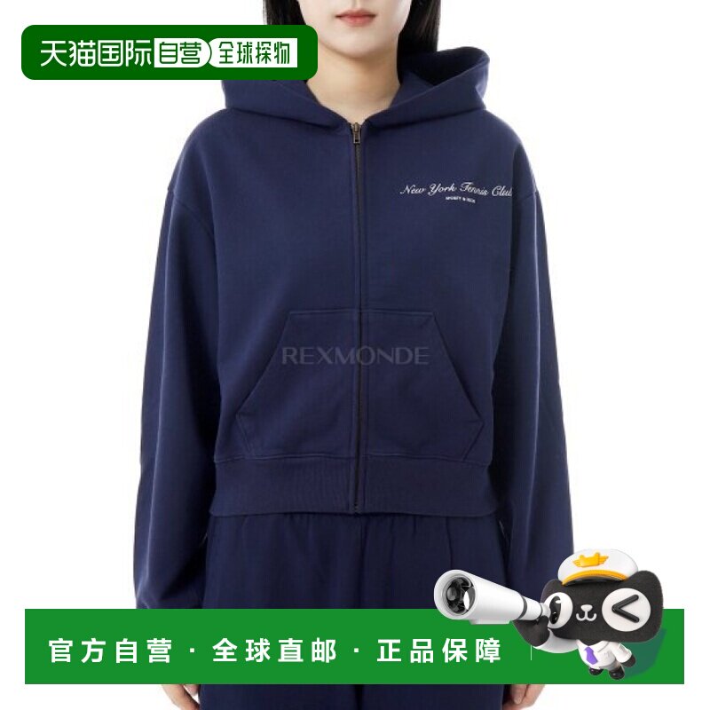 韩国直邮Sporty&Rich NY Tennis Club 短款拉链连帽衫 - 海军蓝 (