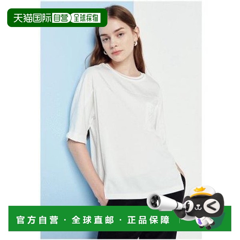 韩国直邮THE IZZAT 女式绣花口袋雷格兰拼色 T 恤 IM4A0TS01SG