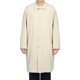 韩国直邮AURALEE 象牙色硬捻羊毛斜纹苏天领大衣 (A24SC01WG) 外