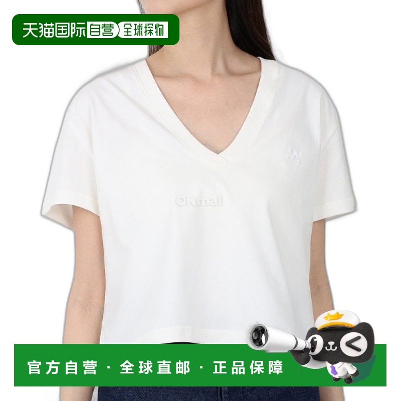 韩国直邮Courreges 224JTS138JS0107 女士纯棉V领短袖T恤