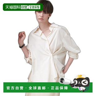 韩国直邮LOEUVRE 女士女衬衫 Open-collar cross oversized Shirt S