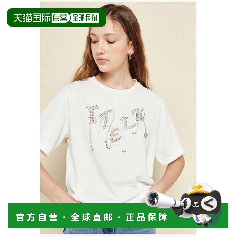 韩国直邮THE IZZAT 女装珠链印花 T 恤 IM4A0TS03SG