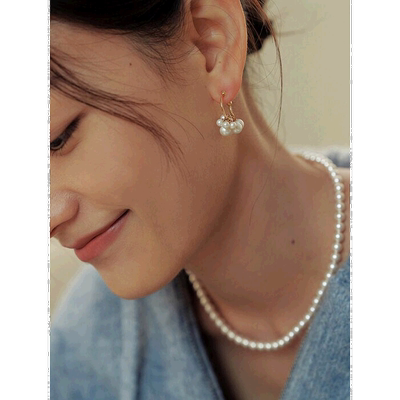 韩国直邮TATIANA 白莓珍珠圈耳环TATI301564786洛世奇纯银