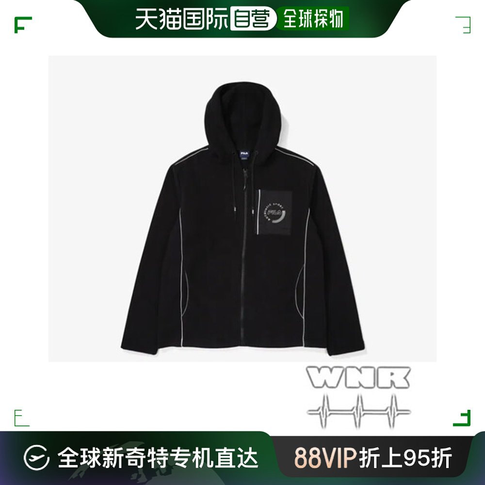 韩国直邮[FILA] 男士 梭织 配色 绒布 拉链 FS2PLF4201M-BLK 运动服/休闲服装 运动风衣 原图主图