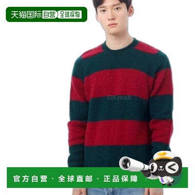 韩国直邮HOWLIN' 毛茸茸的熊-粗条纹樱桃 圆领羊毛针织毛衣针织衫
