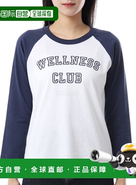 韩国直邮Sporty&Rich 健康俱乐部棒球 T 恤 - 白色/深海军蓝 (TO0