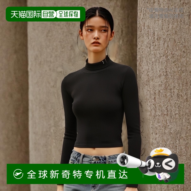 韩国直邮GUESS W2RP27KA0H3 GO半领短款罗纹长袖 T恤 YN1K2330