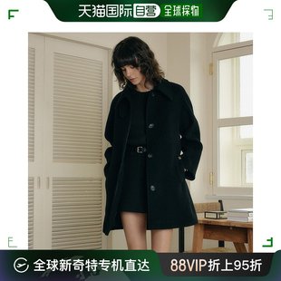 HALF 毛呢外套 WOOL BLACK KANA LOOKAST COAT羊毛中长款 韩国直邮