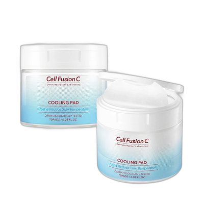 韩国直邮Cell Fusion C秀肤生锁水保湿爽肤精华棉片70片*2瓶滋润