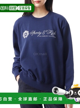 韩国直邮Sporty&Rich Regal 圆领毛衣 - 海军蓝/白色 (CRAW2353NA