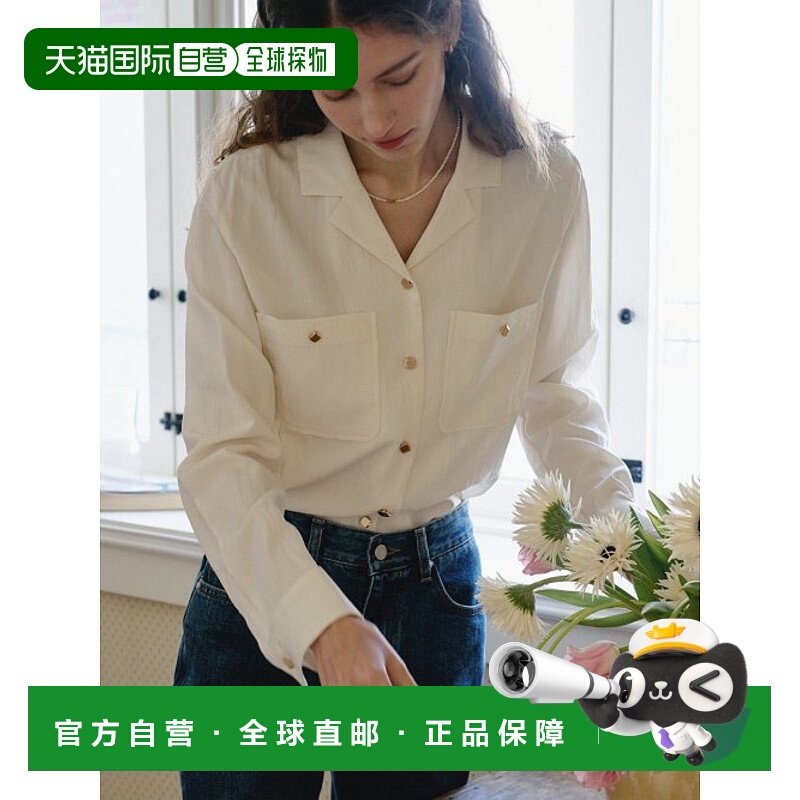 韩国直邮ANEDIT 女士Polo衫AN24ST1004IV Gold Button Open Collar