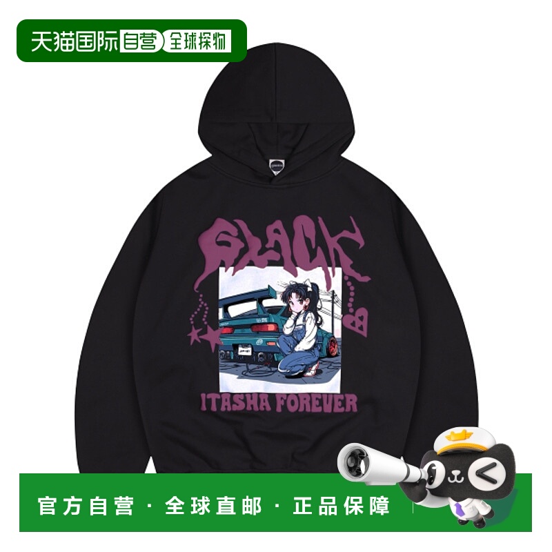 韩国直邮GLACK 公用连帽衫GHD019BK纯棉休闲时尚潮流百搭 高级感