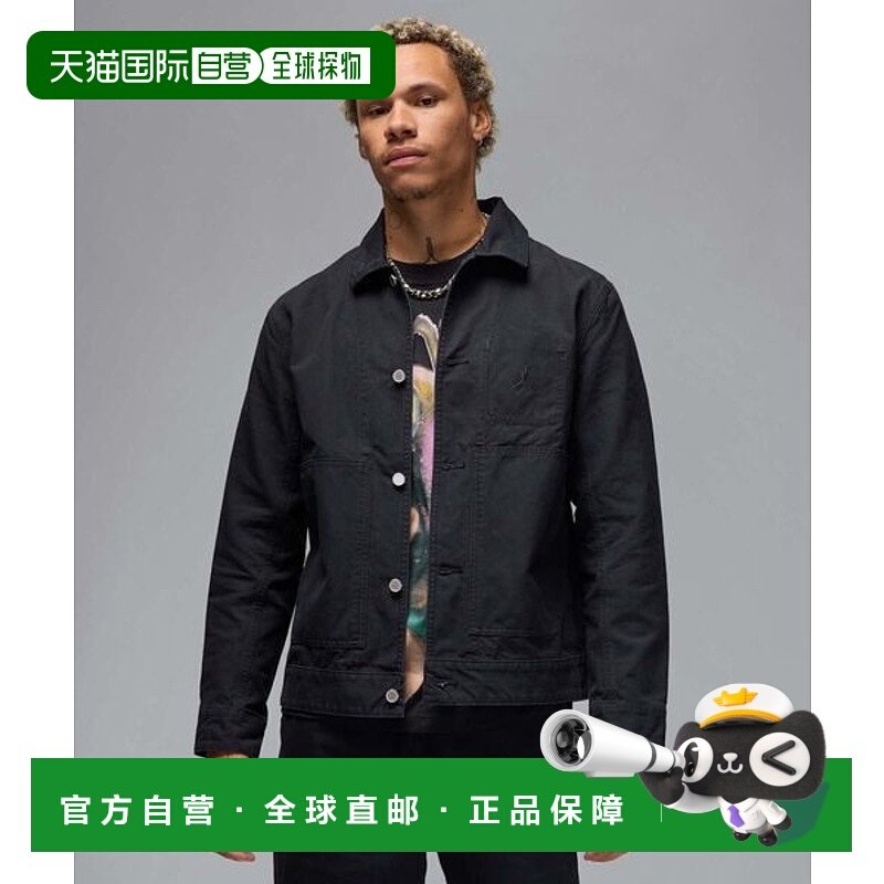 韩国直邮Jordan 纯色翻领单排扣宽松长袖夹克外套 男款 黑色