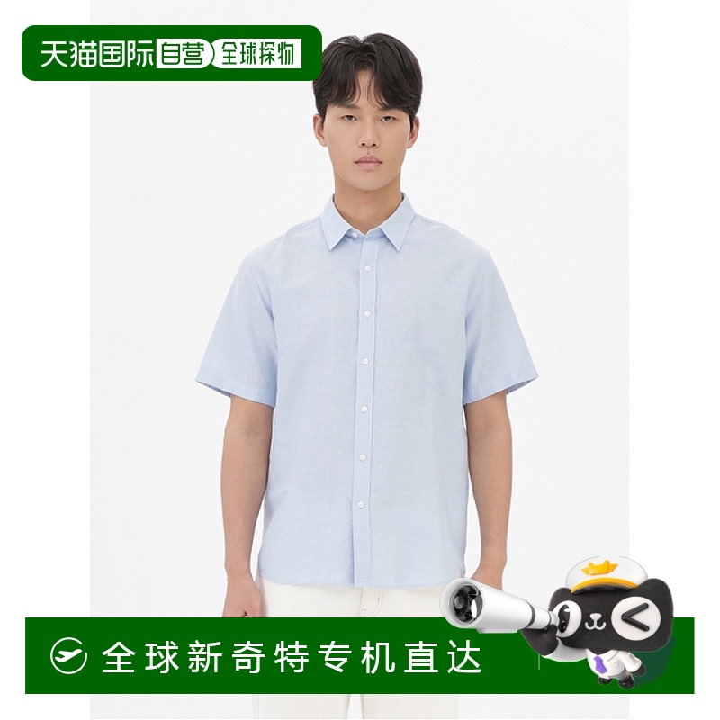 1h可退 韩国直邮topten  衬衫短袖亚麻
