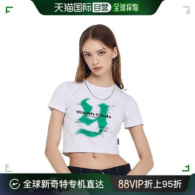 韩国直邮ODDSTUDIO 女士女装T恤Y logo crop t-shirt - white OO3S