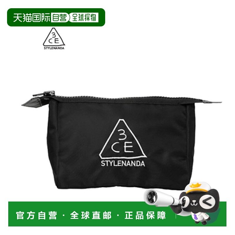 韩国直邮3CE 三熹玉 黑色LOGO化妆包新款