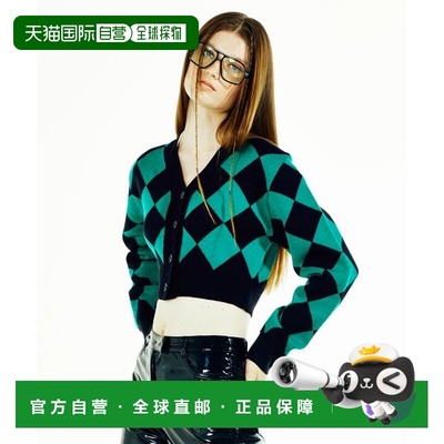 韩国直邮Ames Worldwide 女士毛针织衫CHECKERBOARD CARDIGAN GREE