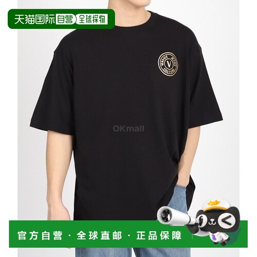 韩国直邮VERSACE V 字徽章 T 恤 (76GAHT03 CJ00T G89) 短袖 圆形