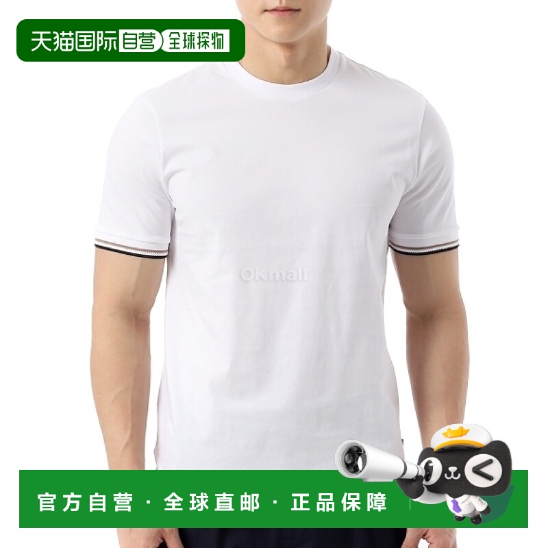 韩国直邮HUGO BOSS 带标志性条纹袖口的棉质针织 T 恤（50501097-