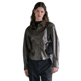 韩国直邮LOEUVRE正品 女衬衫304134588Slim Artificial Leather Sh