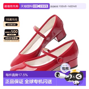 红色漆面皮革浅口扣带时尚 女款 百搭 高跟鞋 韩国直邮Repetto乐福鞋