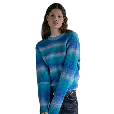 韩国直邮LOEUVRE正品 毛针织衫304134601Wool Blended Blue Strip