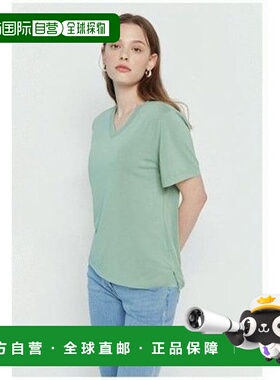 韩国直邮THE IZZAT Theizat V 领不对称开衩 T 恤 IM5M0TS82SG