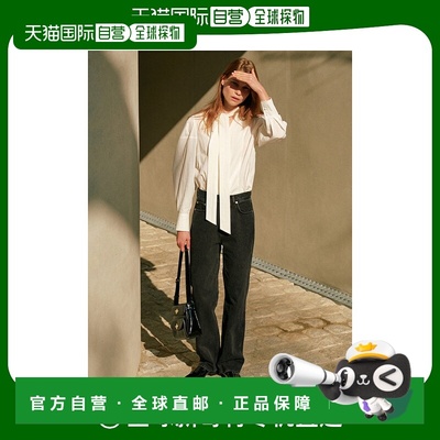 韩国直邮LOEUVRE 女士女装牛仔裤 Cone Black Straight Denim (SJ1