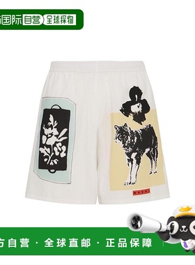 韩国直邮MARNI 25 FW 马尼男士府绸百慕大长裤 82I IX7001 TP7210