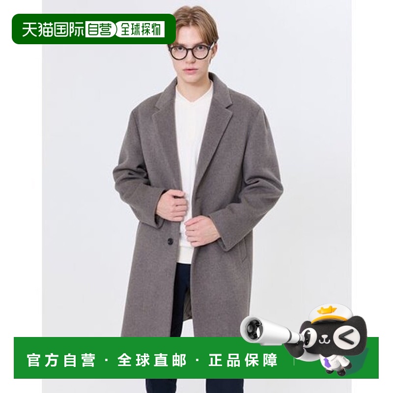 韩国直邮HAZZYS Hedges 男士 [Staple] 米色纯羊毛羊绒混纺大衣 (