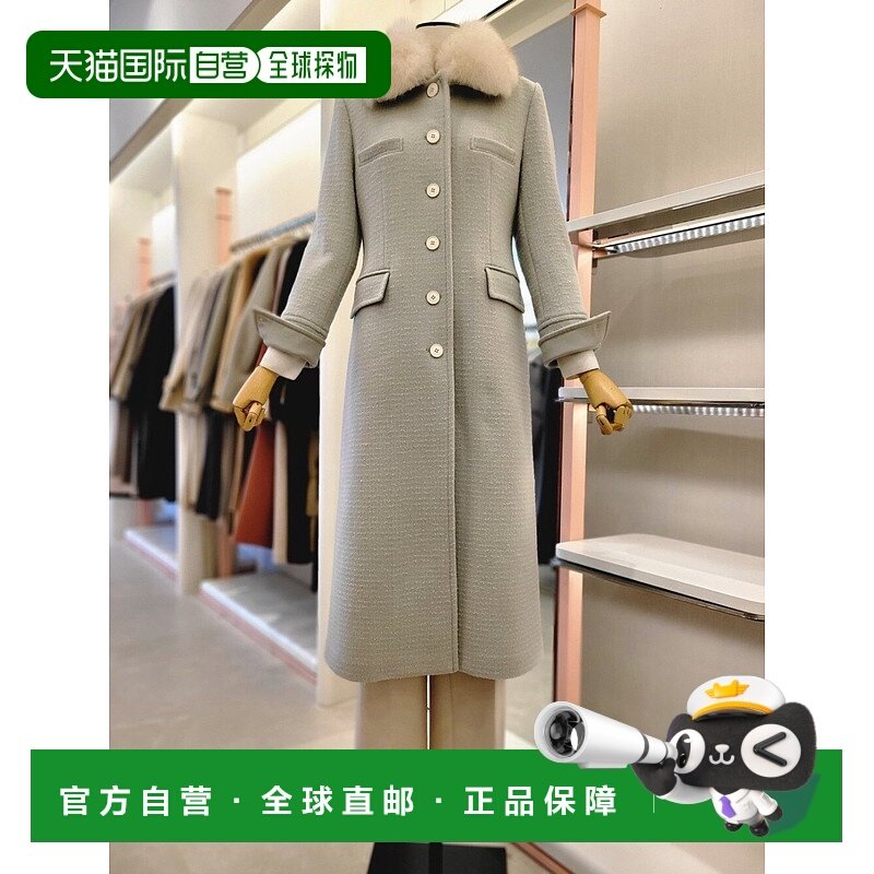 韩国直邮[ITMICHAA] 女款 可拆卸 狐狸毛领设计 长款 大衣外衣(IT