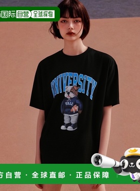 韩国直邮YALE (23SS) UNIVERSITY DAN TEE BLACK / BLUET恤YC2SS0