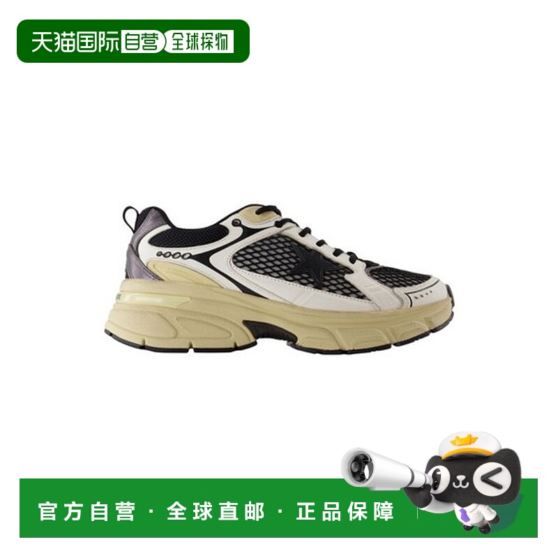 韩国直邮GOLDEN GOOSE 25FW Lightstar 网布系带运动鞋 白色/黑色