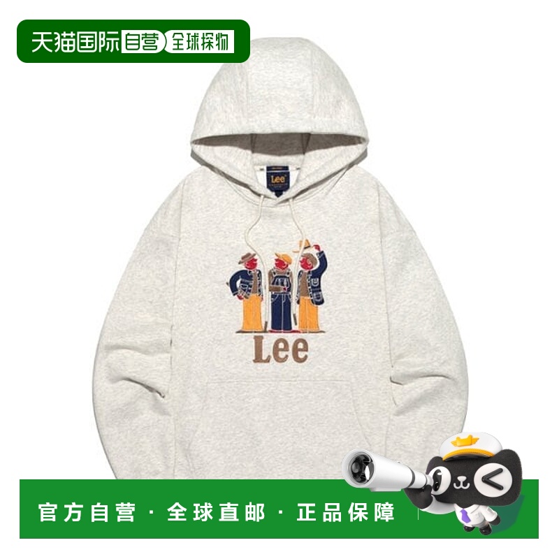 韩国直邮LEE LEE 李氏兄弟图案绣花连帽衫 燕麦色 LE2503HD09OT