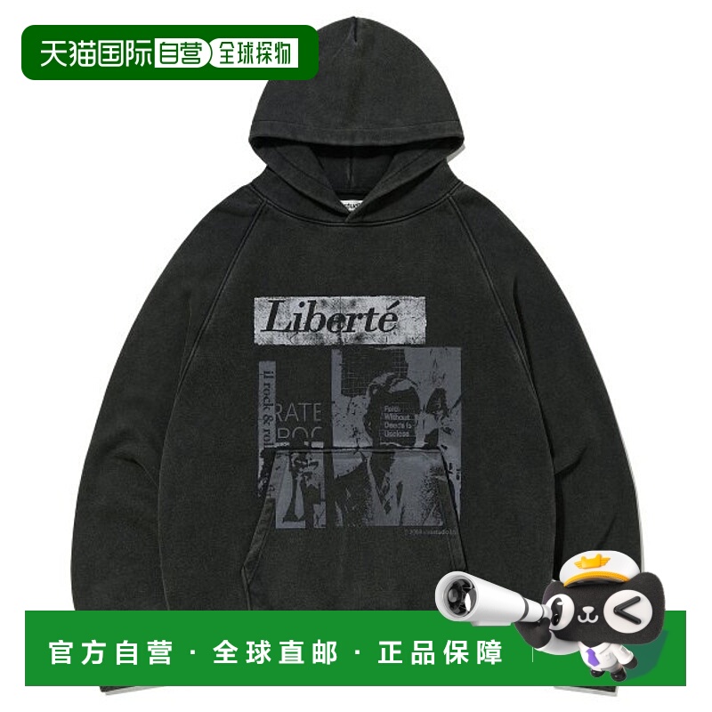 韩国直邮VIVASTUDIO 男士连帽衫POST GRAPHIC HOODIE [BLACK] VMR