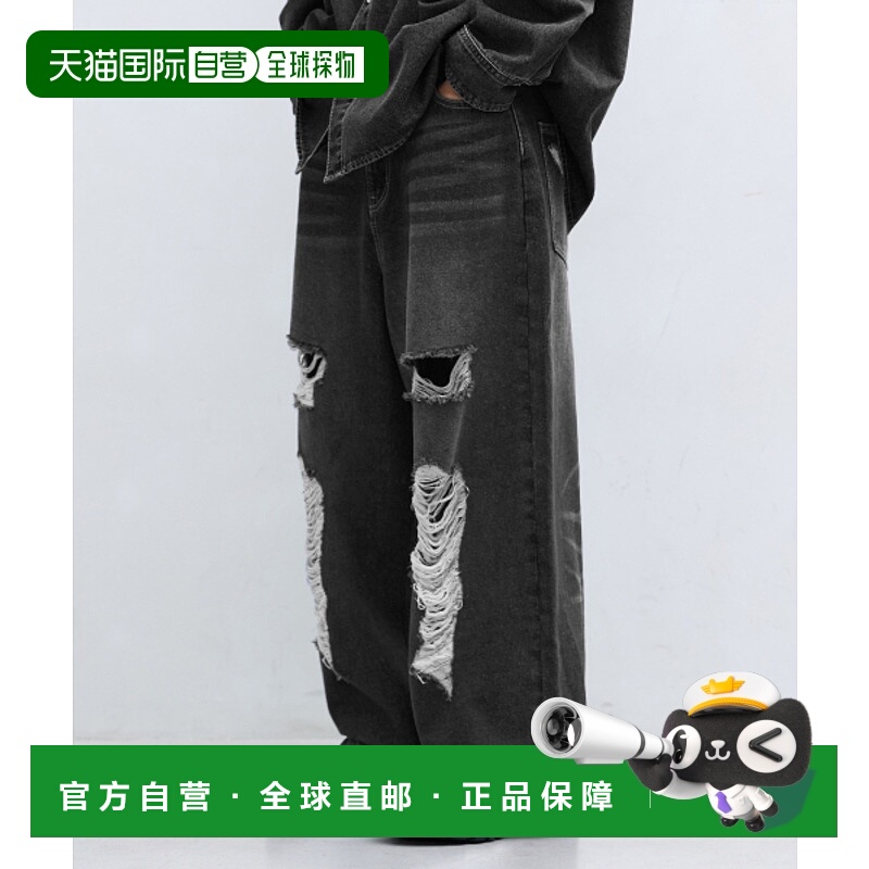 韩国直邮FILLUMINATE 公用牛仔裤 FBESUDP166BK Destroyed Wide D